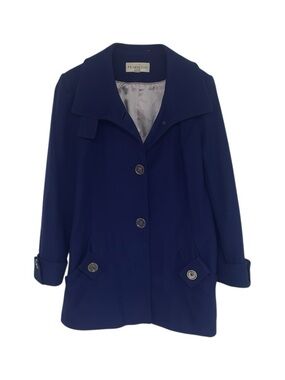 Pendleton Vintage Wool Coat Single-Breasted Button Outerwear Blue Size 10 Petite